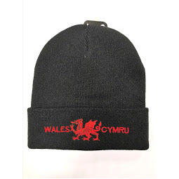Image of Black ski hat with Wales logo